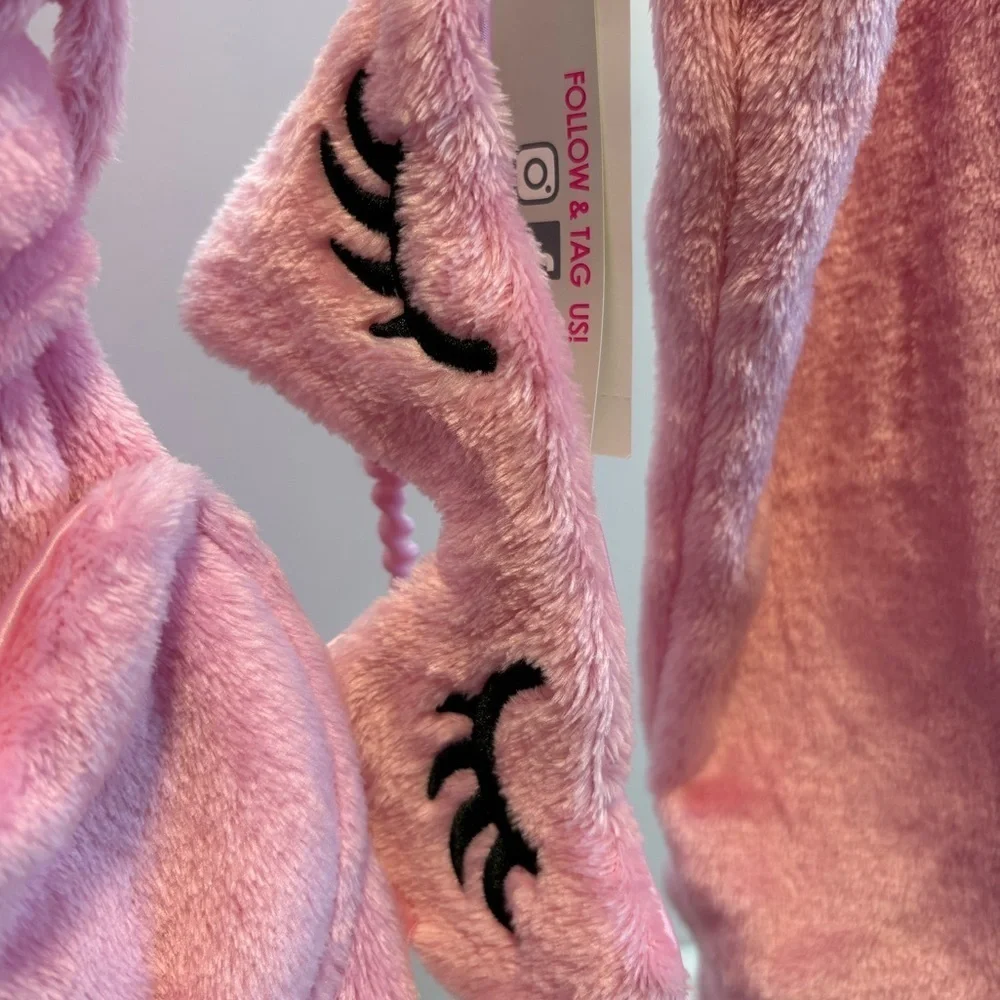 NWT 2pc set Girls Fluffy Pink Robe with Sleep Mask | Size Medium 10-12